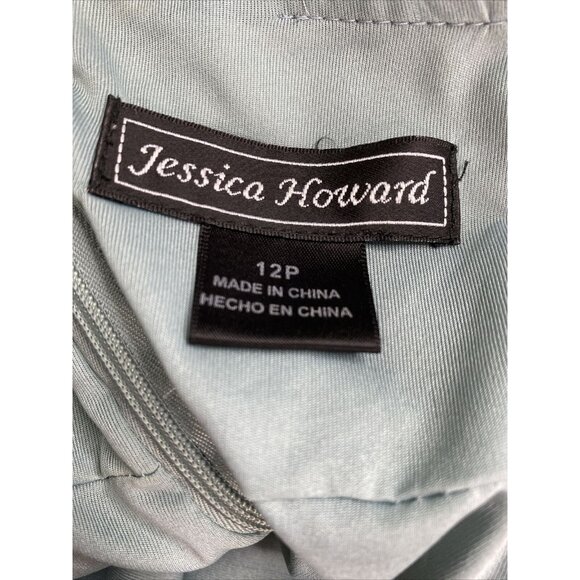 Jessica Howard‎ Dress Jacket Set 12P Blue Tiered Strap Beaded Formal Wedding - Picture 14 of 16